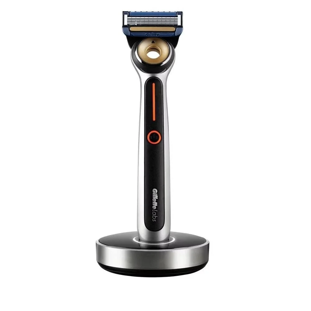 Gillette Labs Heated Razor Kit Men Hot Shave Handle 5-Blade Carts, Charging Dock